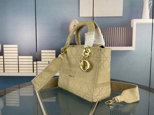 Dior M0565 Medium Lady D-Life Bag Cannage Embroidery Light Yellow - Default Title - View 2