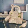 Dior Medium Lady D-Life Bag M0565 Butterfly Embroidery Pink and Beige - Default Title - View 1