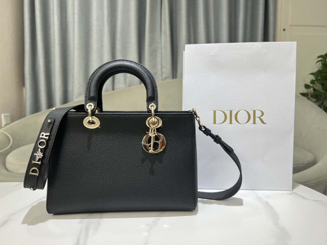 Dior Medium Lady D-Sire My ABCDior Bag M1151 Black Bull Leather - Default Title - View 1