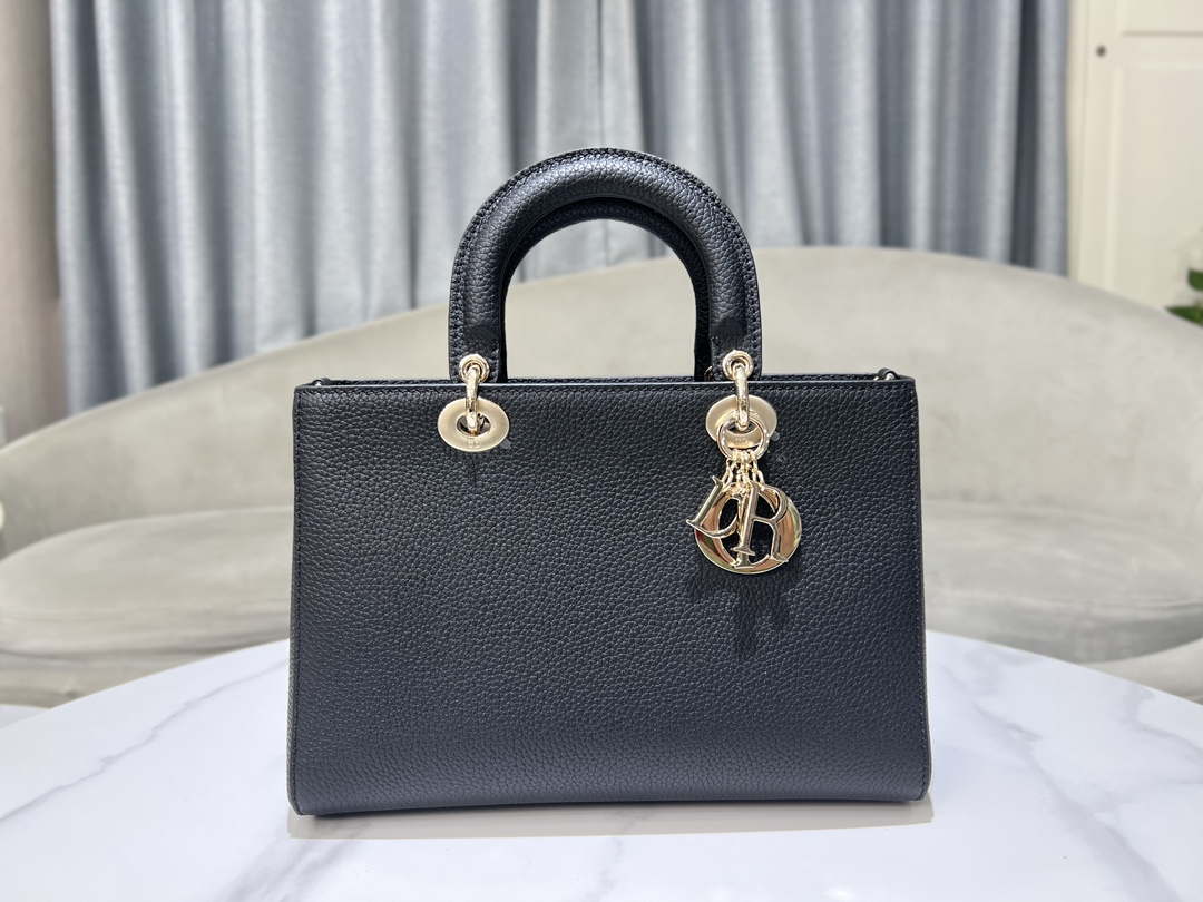 Dior Medium Lady D-Sire My ABCDior Bag M1151 Black Bull Leather