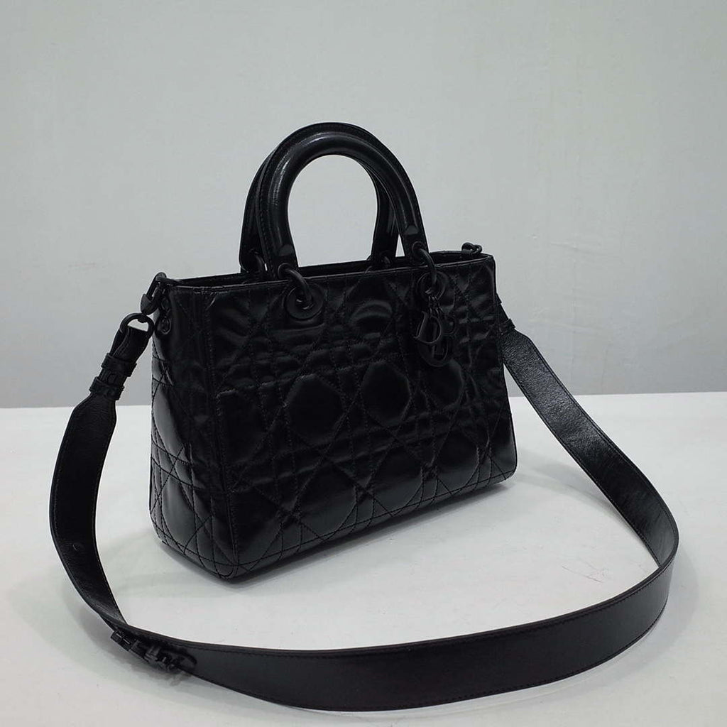 Dior Medium M1151 Lady D-Sire My ABCDior Bag Black Macrocannage Crinkled Calfskin