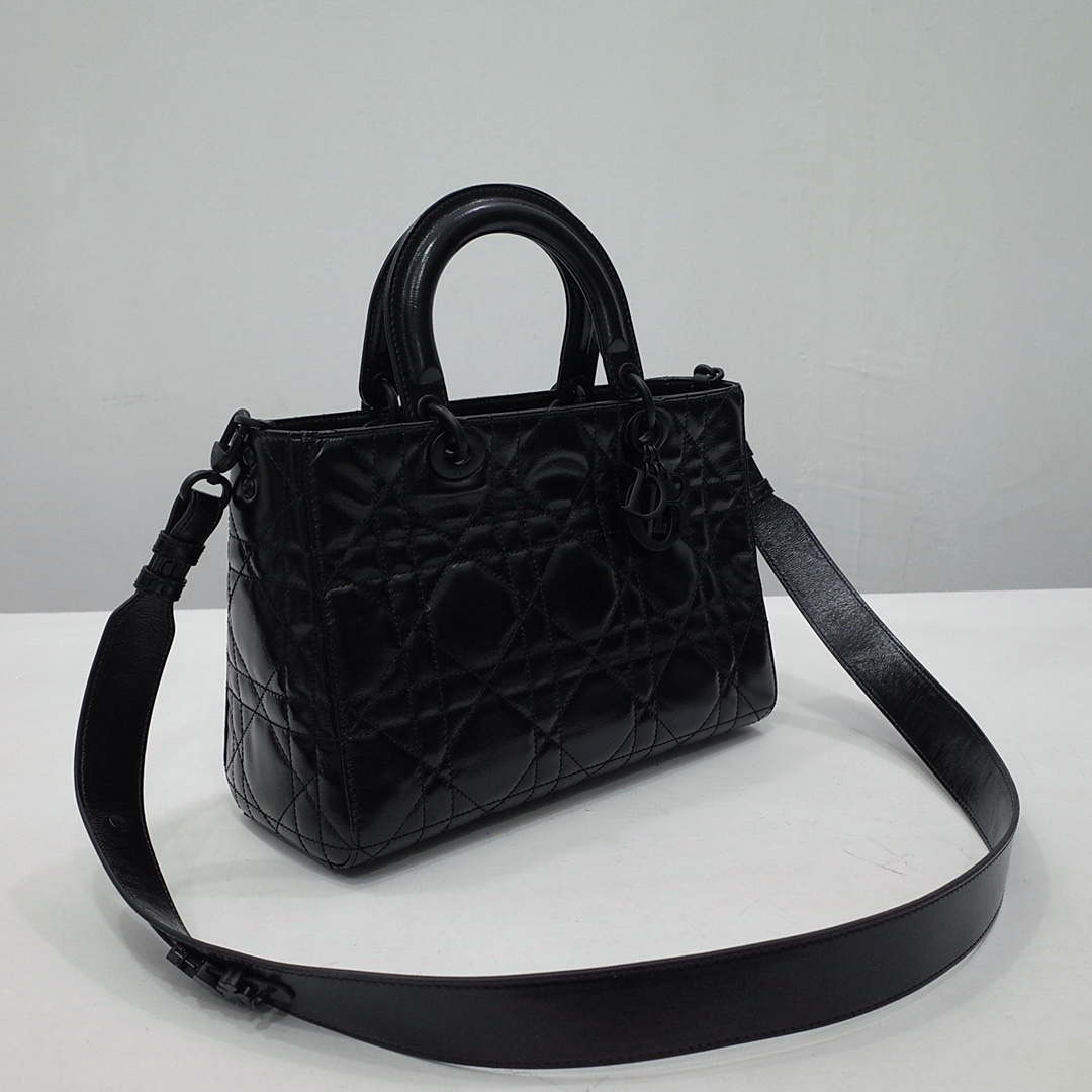 Dior Medium M1151 Lady D-Sire My ABCDior Bag Black Macrocannage Crinkled Calfskin