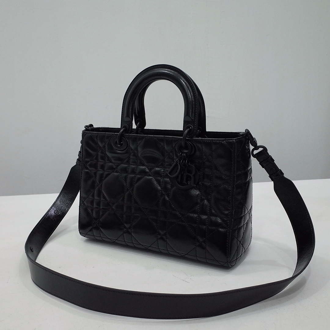 Dior Medium M1151 Lady D-Sire My ABCDior Bag Black Macrocannage Crinkled Calfskin