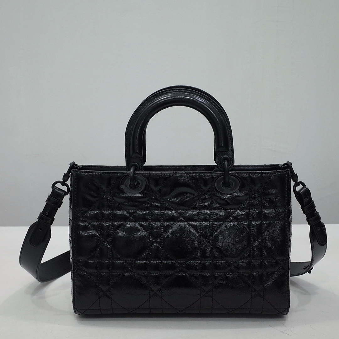 Dior Medium M1151 Lady D-Sire My ABCDior Bag Black Macrocannage Crinkled Calfskin
