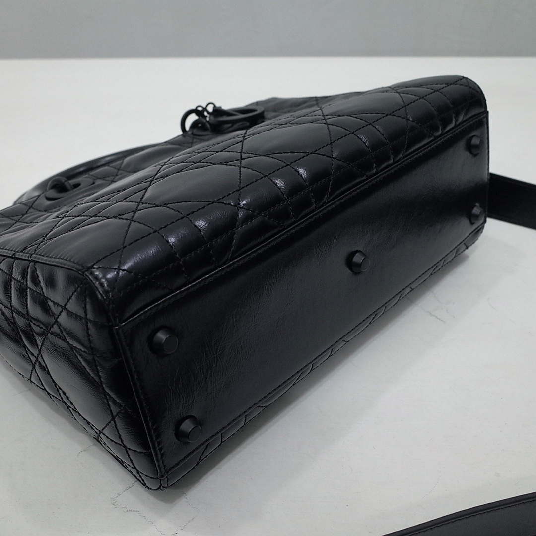 Dior Medium M1151 Lady D-Sire My ABCDior Bag Black Macrocannage Crinkled Calfskin