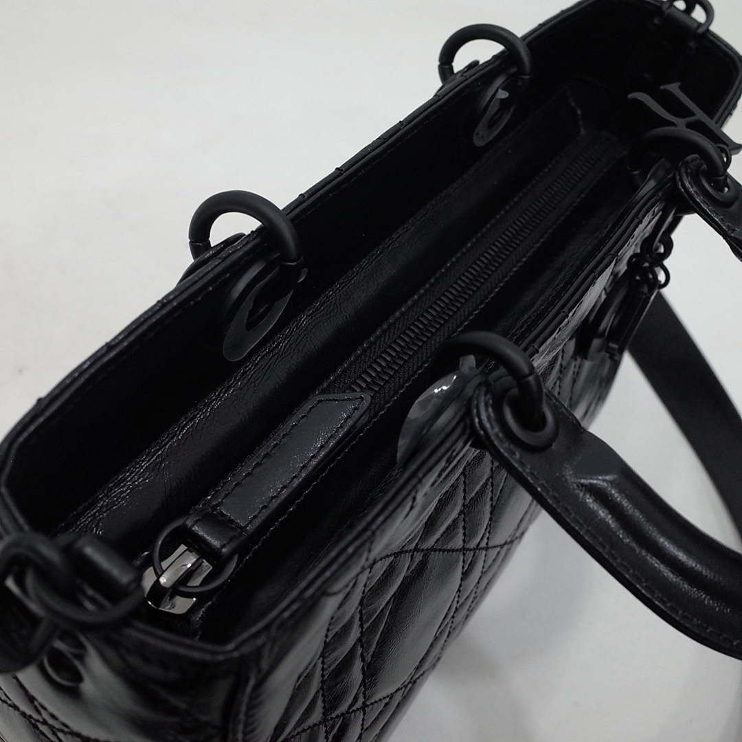 Dior Medium M1151 Lady D-Sire My ABCDior Bag Black Macrocannage Crinkled Calfskin