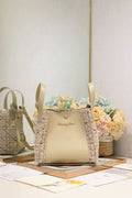 Dior Medium Signature Bucket Bag Apricot Dior Oblique Jacquard and Smooth Calfskin