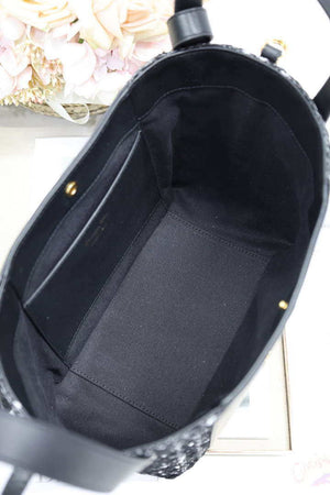 Dior Medium Signature Bucket Bag Black Dior Oblique Jacquard and Smooth Calfskin - Default Title - View 8