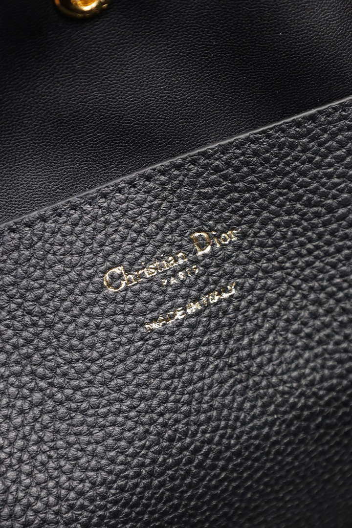 Dior Medium Signature Bucket Bag Black Grained Calfskin M2841 Black