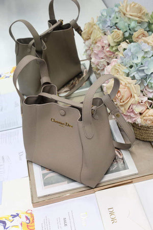Dior Medium Signature Bucket Bag Grained Calfskin M2841 Gray - Default Title - View 3