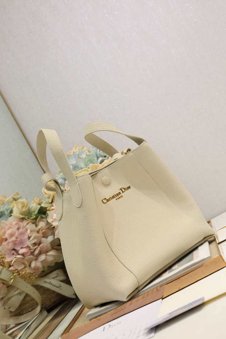 Dior Medium Signature Bucket Bag Grained Calfskin M2841 Light Yellow - Default Title - View 2