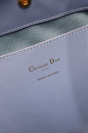 Dior Medium Signature Bucket Bag Lake Blue Dior Oblique Jacquard and Smooth Calfskin - Default Title - View 9