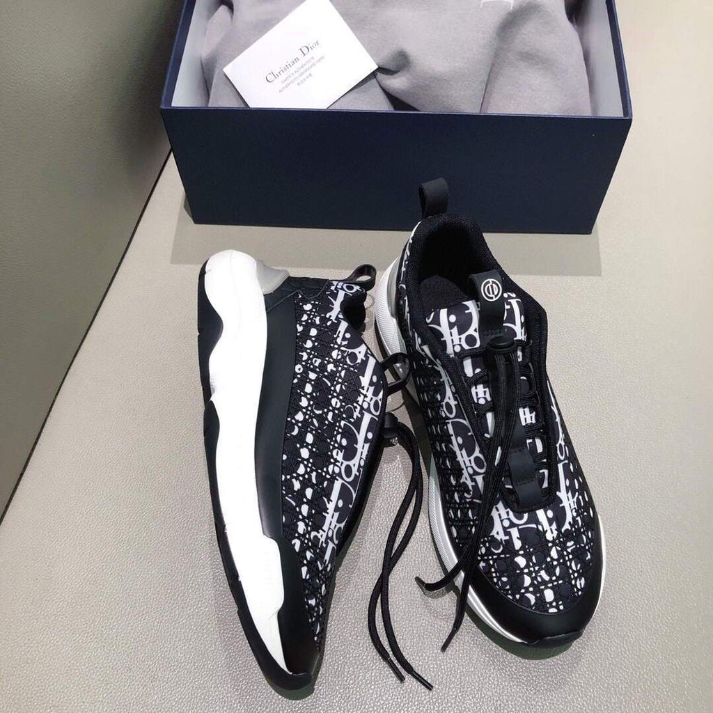Dior Men's Women¡®s B24 SNEAKER White Dior Oblique Canvas 3SN248 Black and White - luxibagsmall