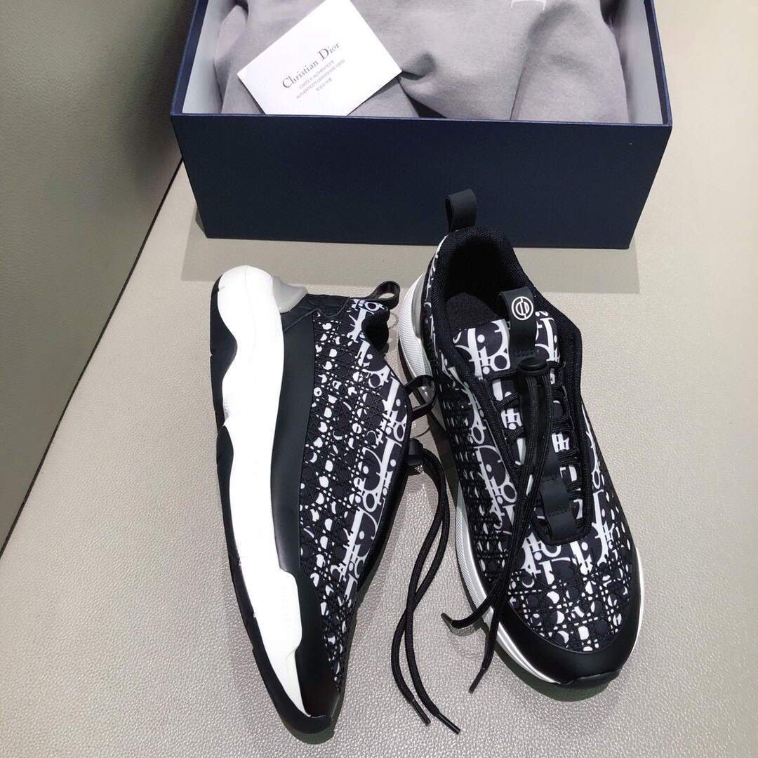 Dior Men's Women¡®s B24 SNEAKER White Dior Oblique Canvas 3SN248 Black and White - luxibagsmall