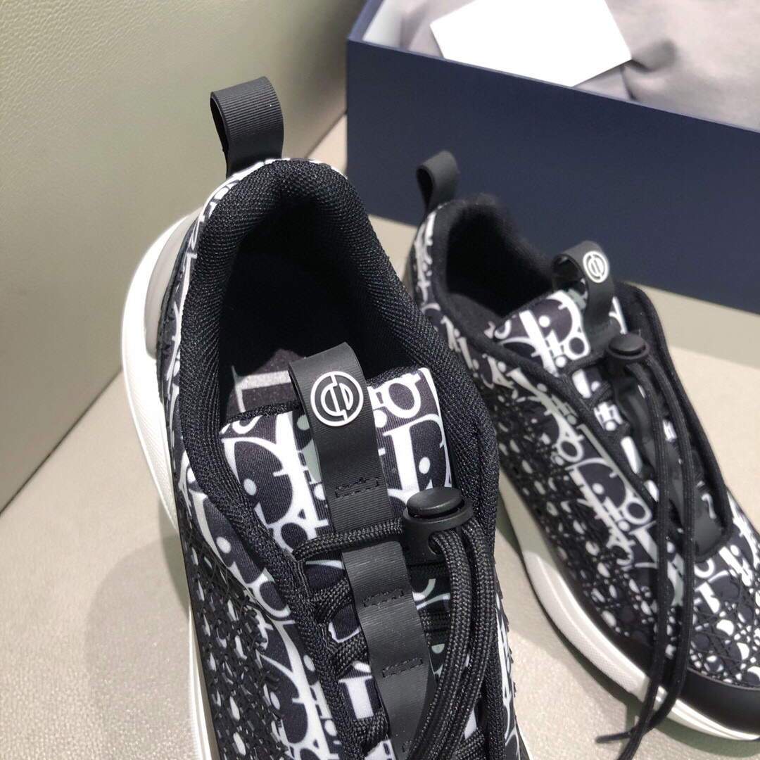 Dior Men's Women¡®s B24 SNEAKER White Dior Oblique Canvas 3SN248 Black and White - luxibagsmall