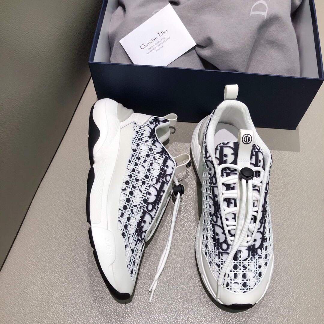 Dior Men's Women¡®s B24 SNEAKER White Dior Oblique Canvas 3SN248 White and Black - luxibagsmall