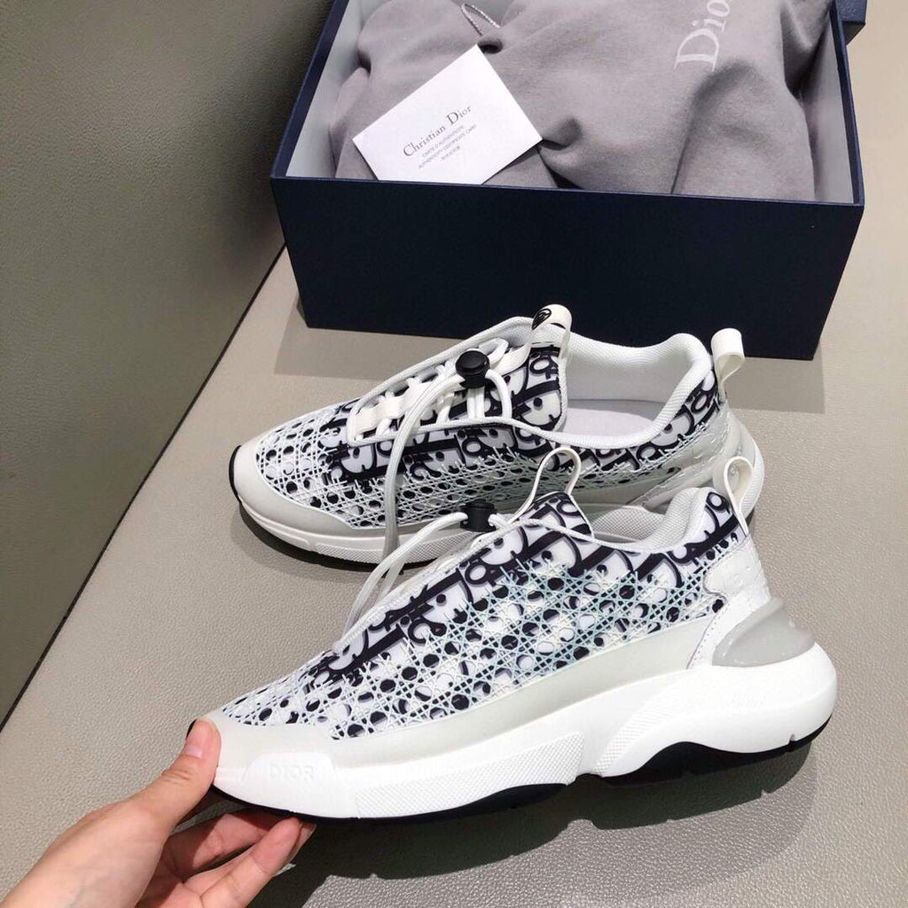 Dior Men's Women¡®s B24 SNEAKER White Dior Oblique Canvas 3SN248 White and Black - luxibagsmall