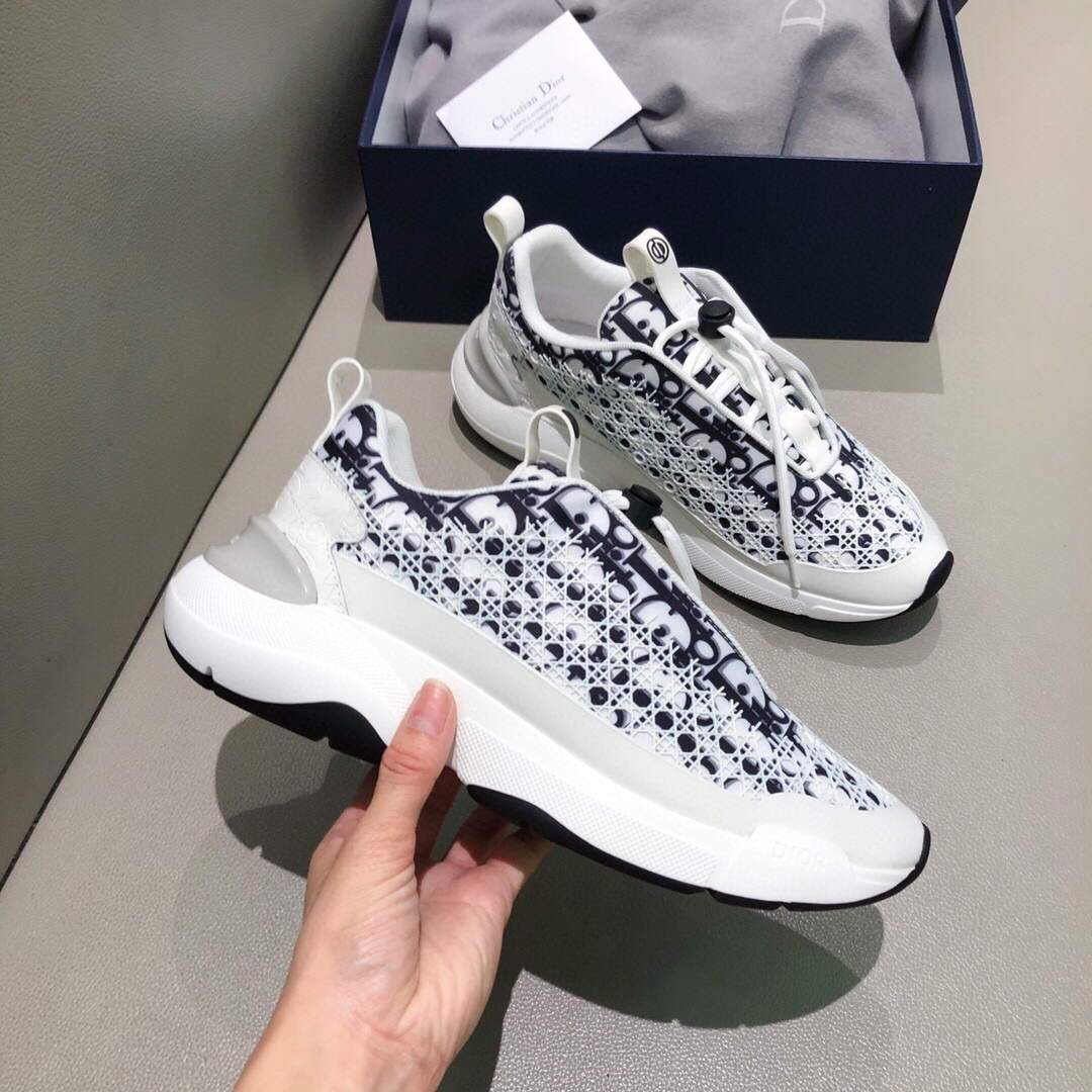 Dior Men's Women¡®s B24 SNEAKER White Dior Oblique Canvas 3SN248 White and Black - luxibagsmall