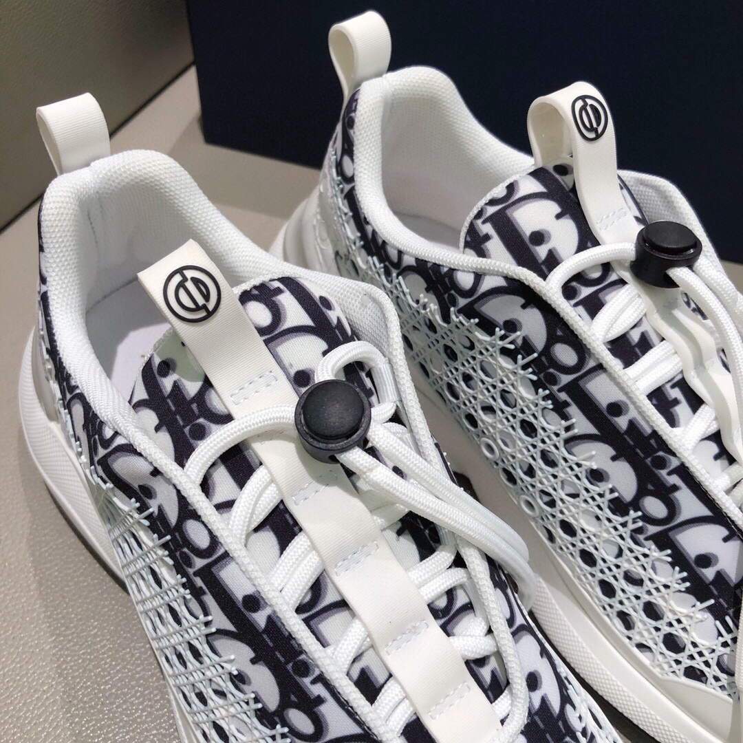 Dior Men's Women¡®s B24 SNEAKER White Dior Oblique Canvas 3SN248 White and Black - luxibagsmall
