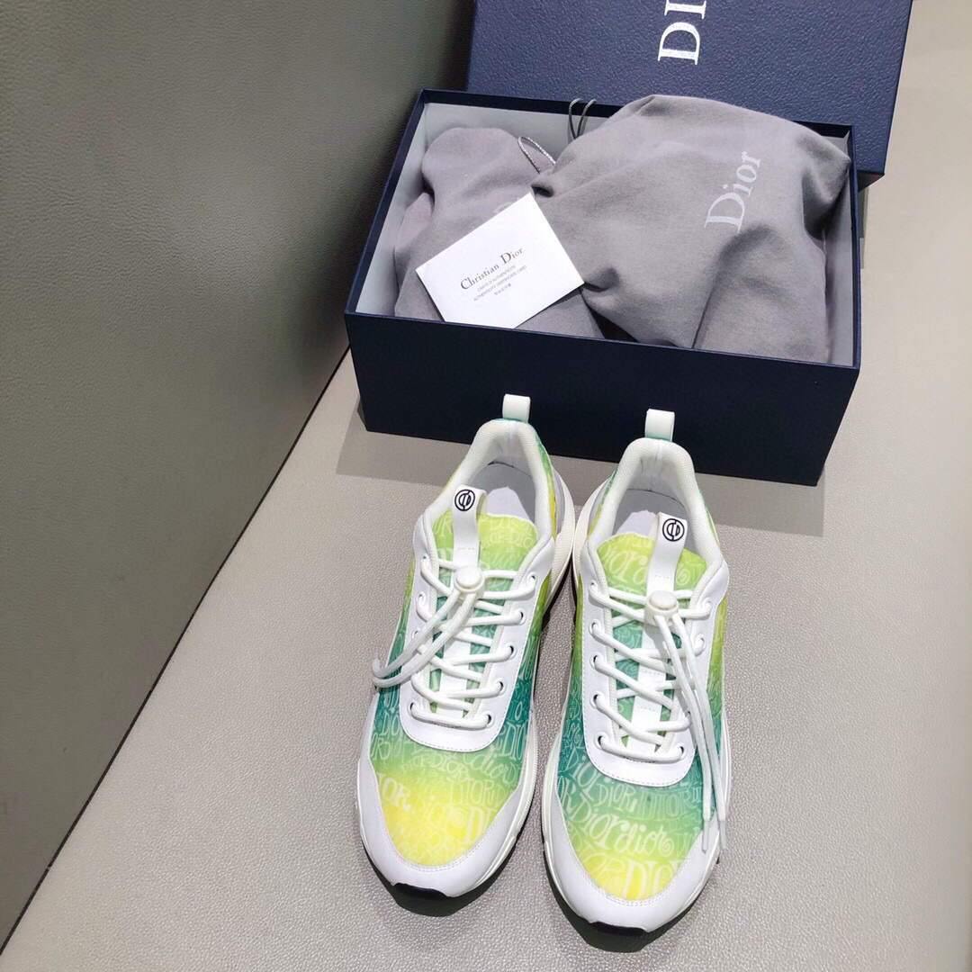 Dior 3SN248 Men's Women¡®s B24 SNEAKER Dior Oblique Canvas Green and Yellow - luxibagsmall