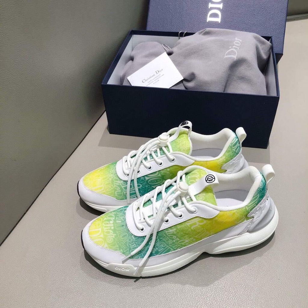 Dior 3SN248 Men's Women¡®s B24 SNEAKER Dior Oblique Canvas Green and Yellow - luxibagsmall