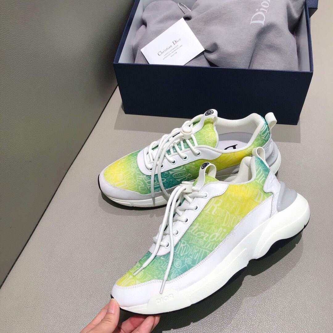 Dior 3SN248 Men's Women¡®s B24 SNEAKER Dior Oblique Canvas Green and Yellow - luxibagsmall