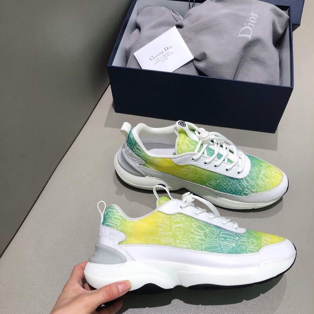 Dior 3SN248 Men's Women¡®s B24 SNEAKER Dior Oblique Canvas Green and Yellow - luxibagsmall