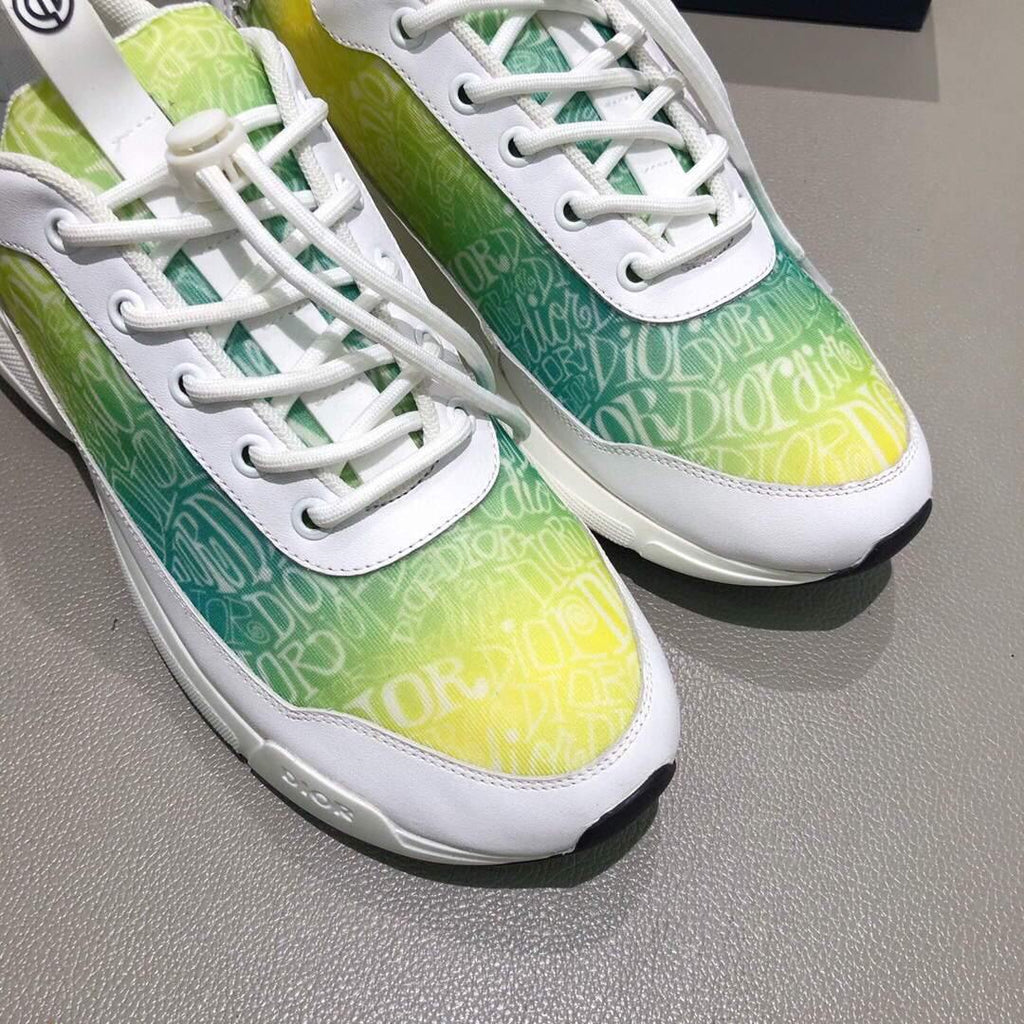 Dior 3SN248 Men's Women¡®s B24 SNEAKER Dior Oblique Canvas Green and Yellow - luxibagsmall