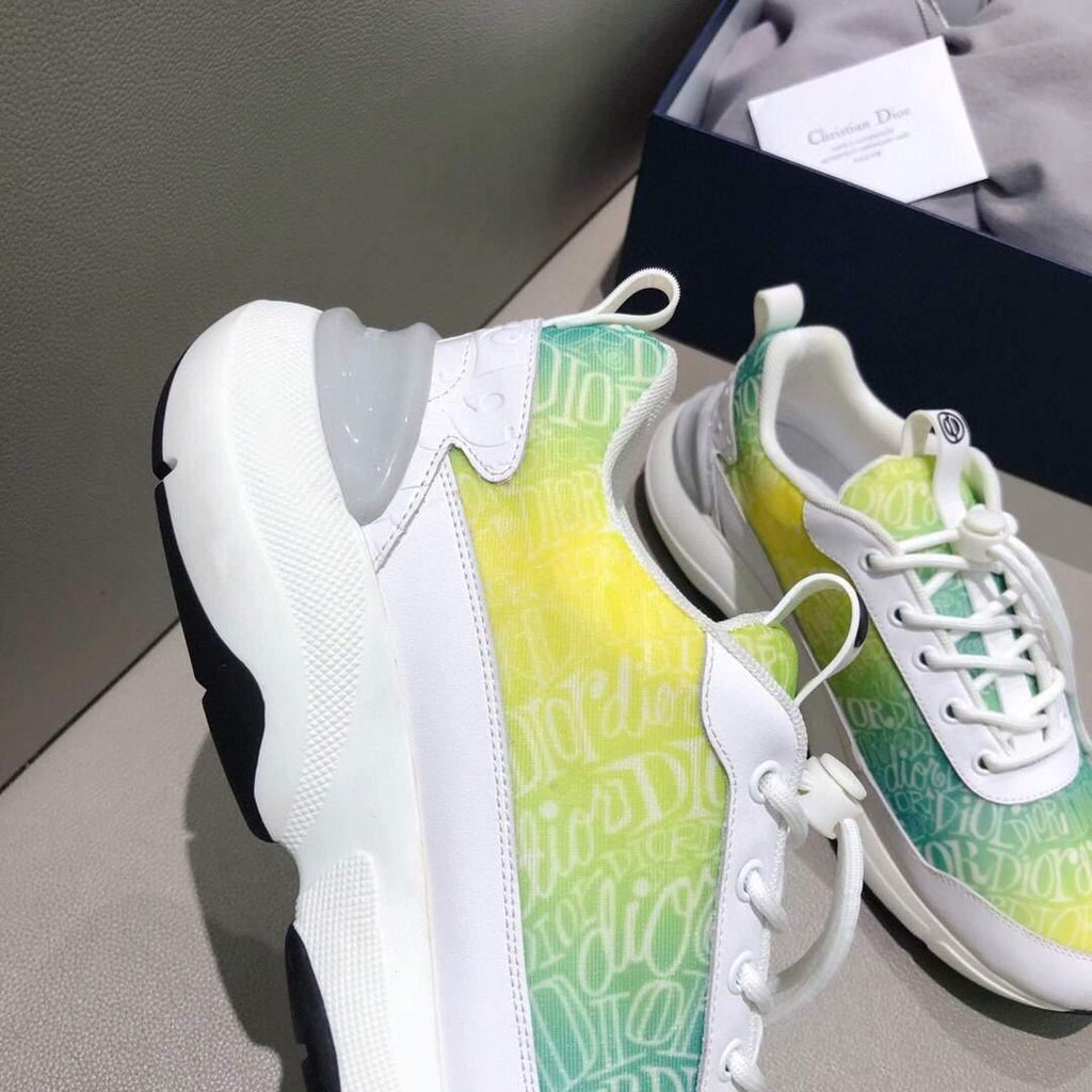 Dior 3SN248 Men's Women¡®s B24 SNEAKER Dior Oblique Canvas Green and Yellow - luxibagsmall