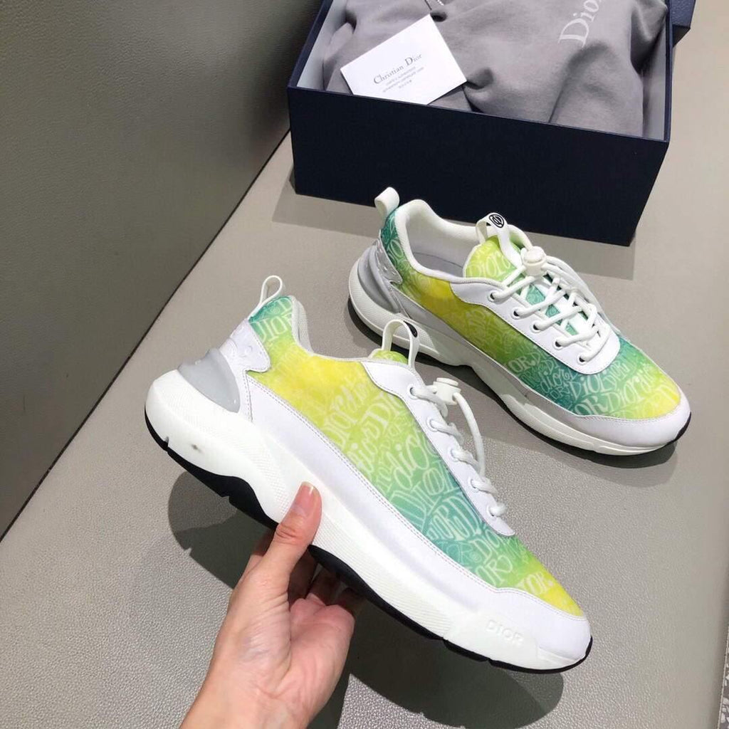 Dior 3SN248 Men's Women¡®s B24 SNEAKER Dior Oblique Canvas Green and Yellow - luxibagsmall