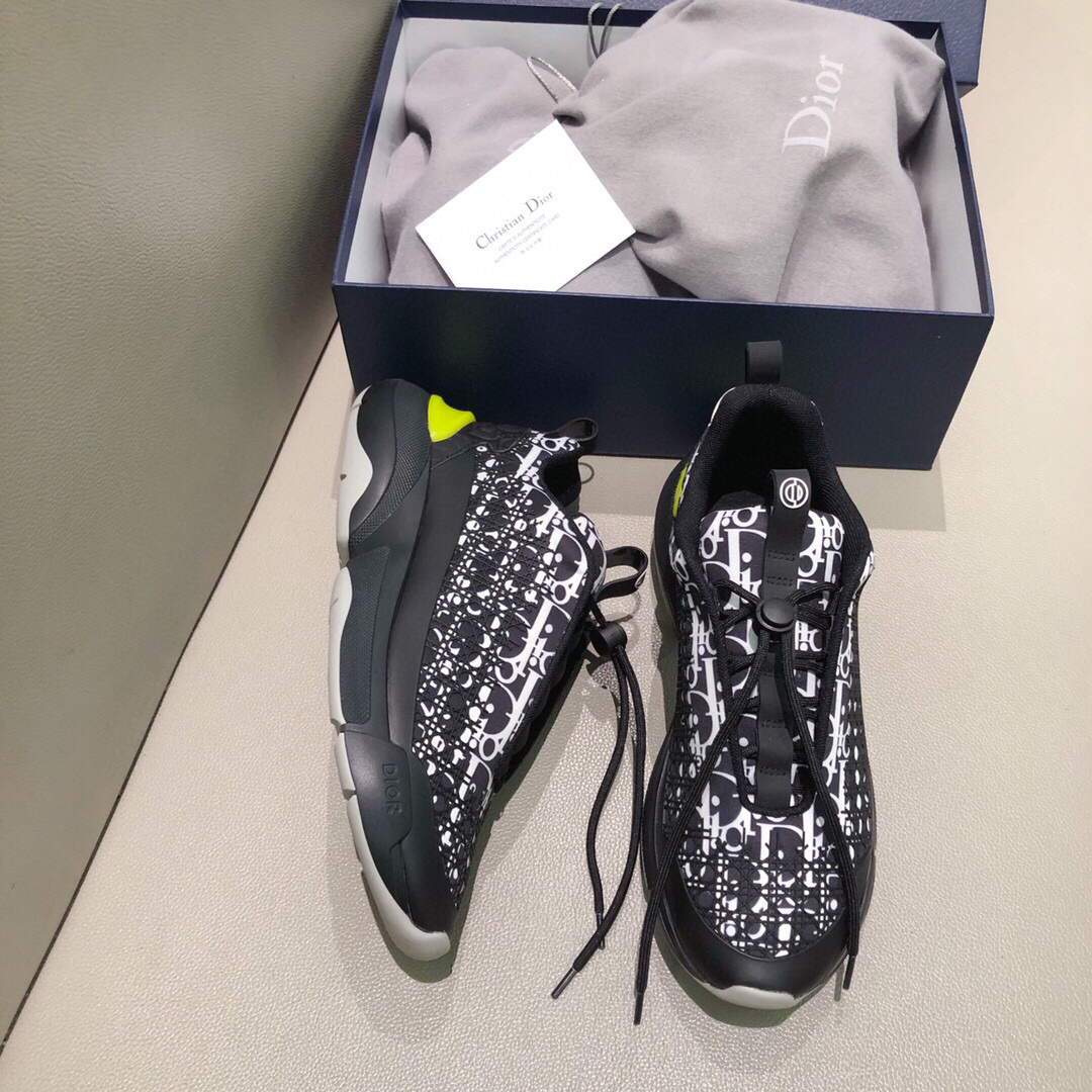 Dior Men's Women¡®s D-CONNECT Sneaker Dior Printed Technical Fabric KCK302 Black - luxibagsmall