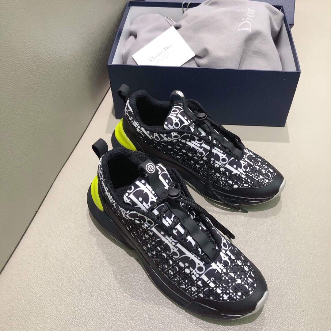 Dior Men's Women¡®s D-CONNECT Sneaker Dior Printed Technical Fabric KCK302 Black - luxibagsmall