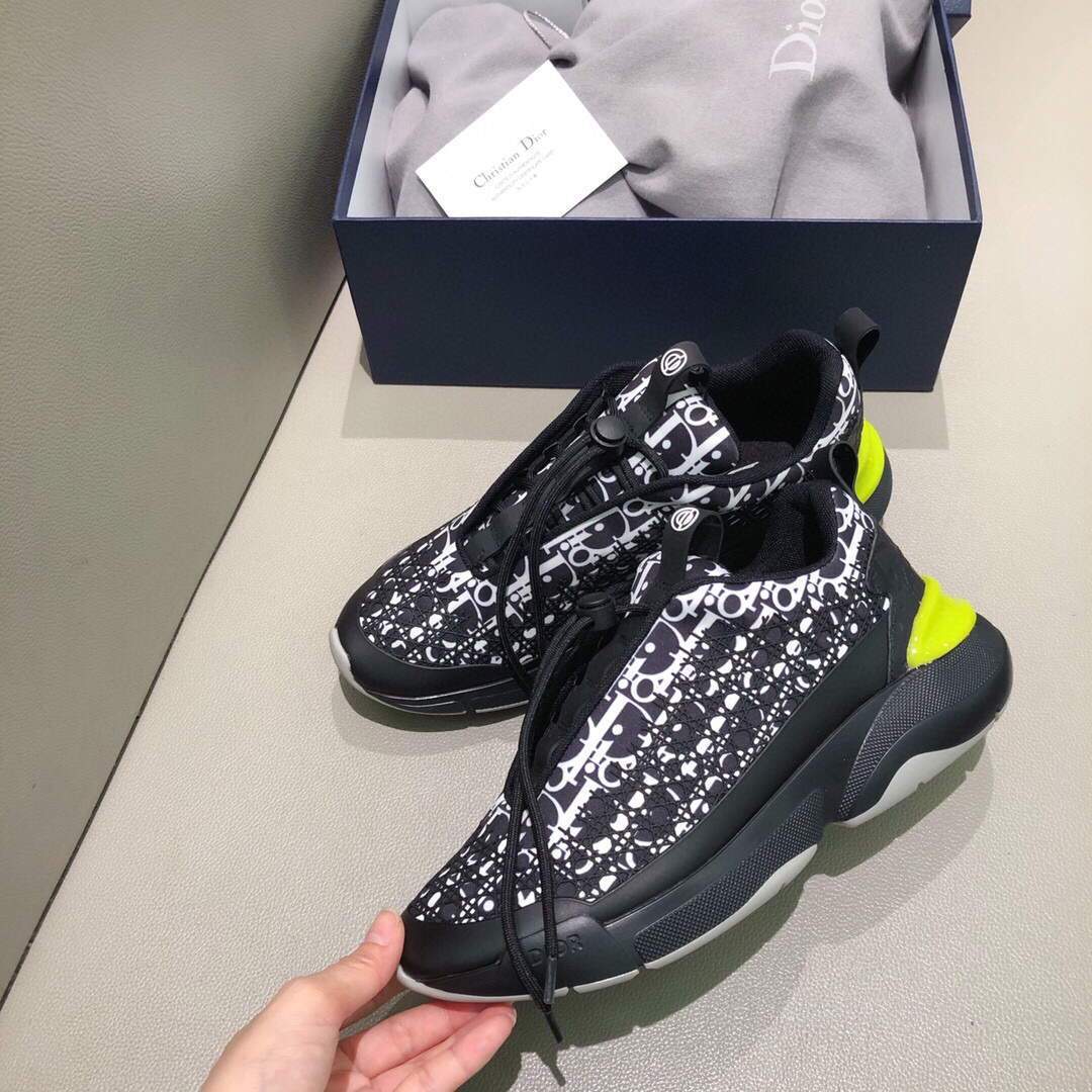 Dior Men's Women¡®s D-CONNECT Sneaker Dior Printed Technical Fabric KCK302 Black - luxibagsmall