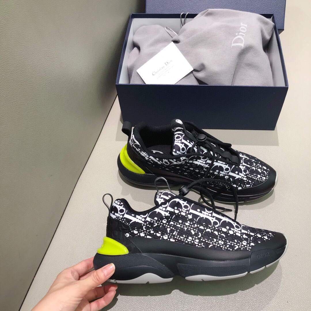 Dior Men's Women¡®s D-CONNECT Sneaker Dior Printed Technical Fabric KCK302 Black - luxibagsmall