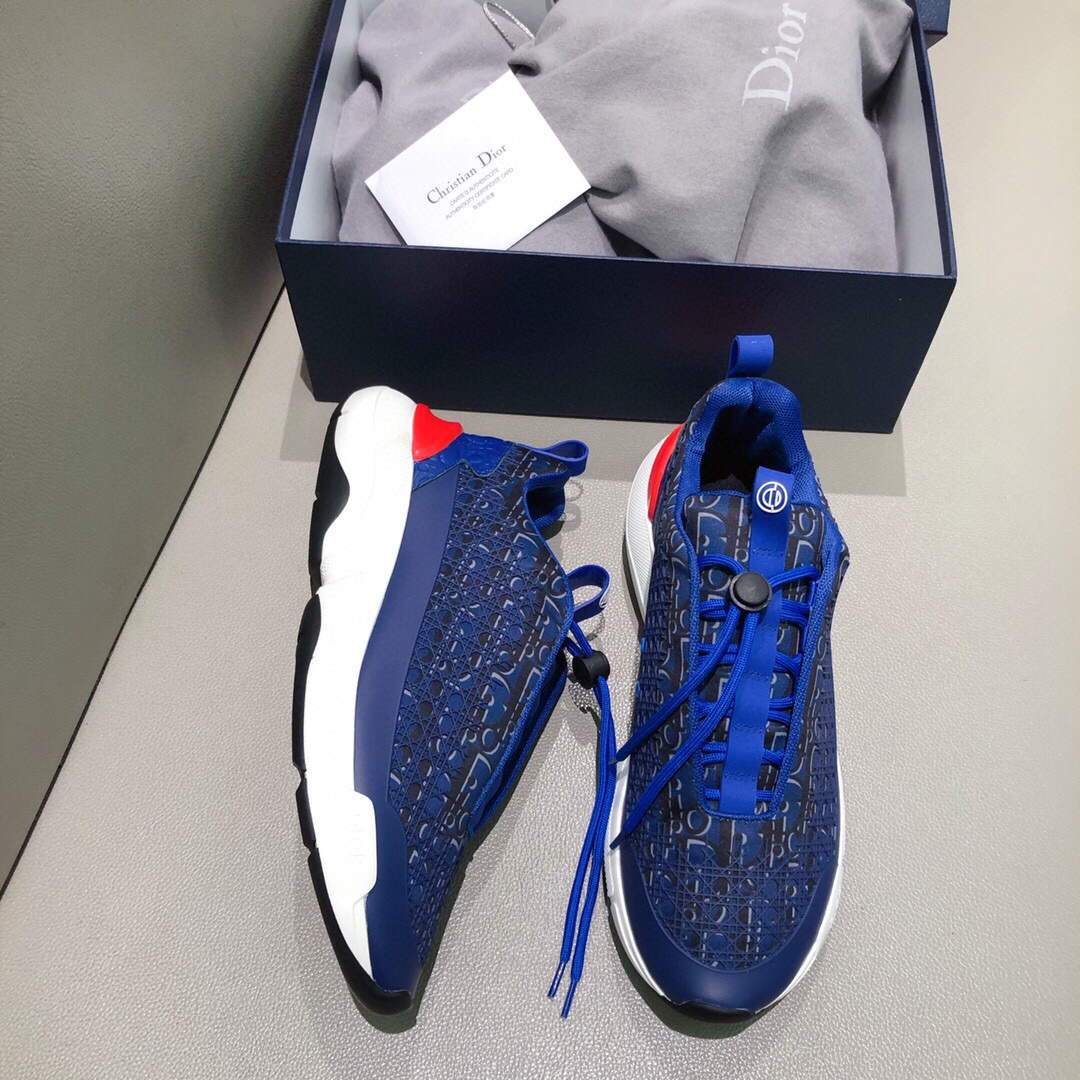 Dior Men's Women¡®s D-CONNECT Sneaker Dior Printed Technical Fabric KCK302 Blue - luxibagsmall