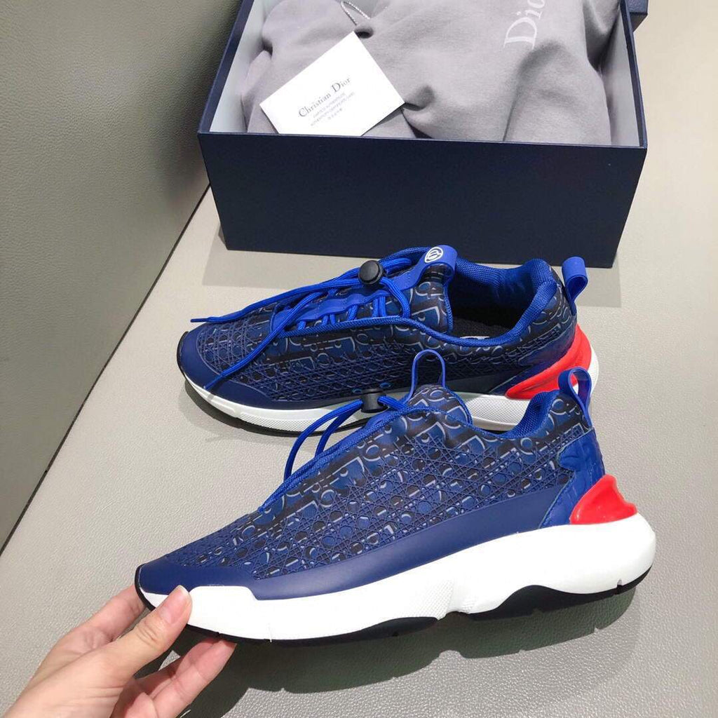 Dior Men's Women¡®s D-CONNECT Sneaker Dior Printed Technical Fabric KCK302 Blue - luxibagsmall