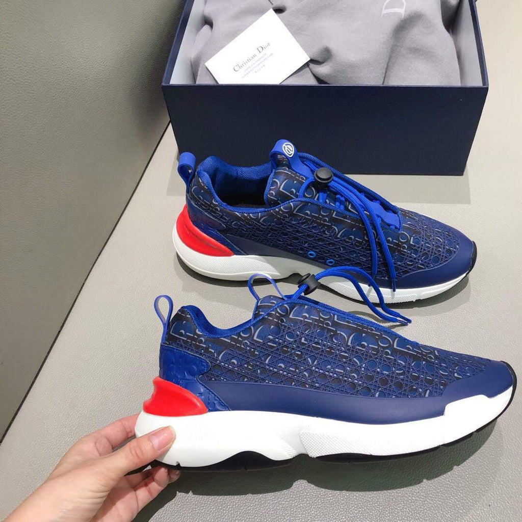 Dior Men's Women¡®s D-CONNECT Sneaker Dior Printed Technical Fabric KCK302 Blue - luxibagsmall