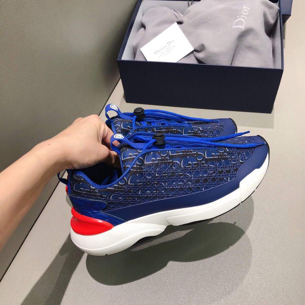 Dior Men's Women¡®s D-CONNECT Sneaker Dior Printed Technical Fabric KCK302 Blue - luxibagsmall