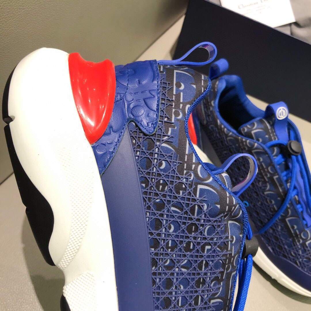 Dior Men's Women¡®s D-CONNECT Sneaker Dior Printed Technical Fabric KCK302 Blue - luxibagsmall
