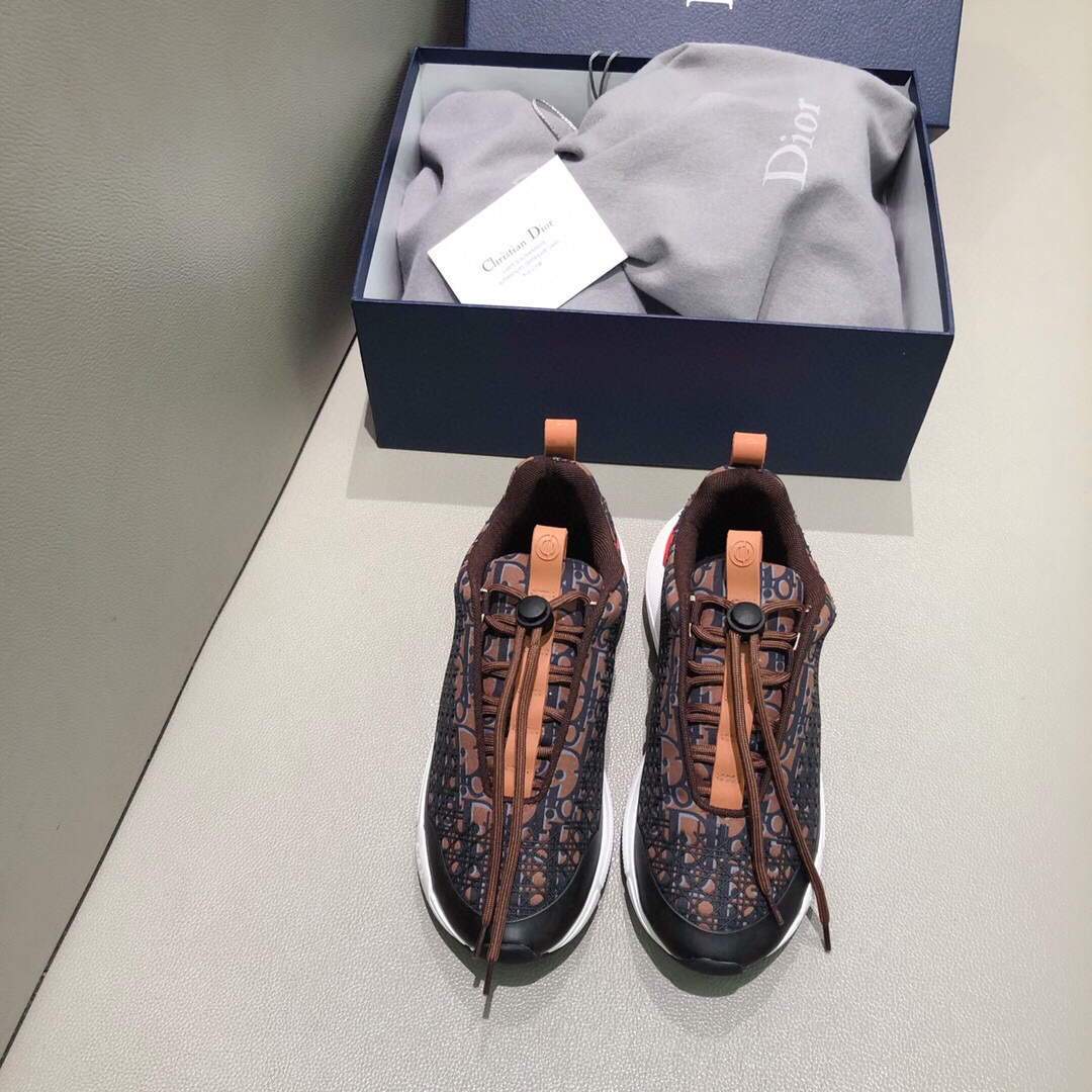 Dior Men's Women¡®s D-CONNECT Sneaker Dior Printed Technical Fabric KCK302 Brown - luxibagsmall