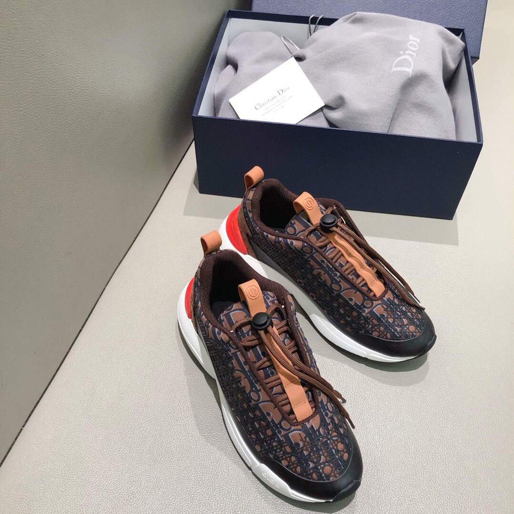 Dior Men's Women¡®s D-CONNECT Sneaker Dior Printed Technical Fabric KCK302 Brown - luxibagsmall