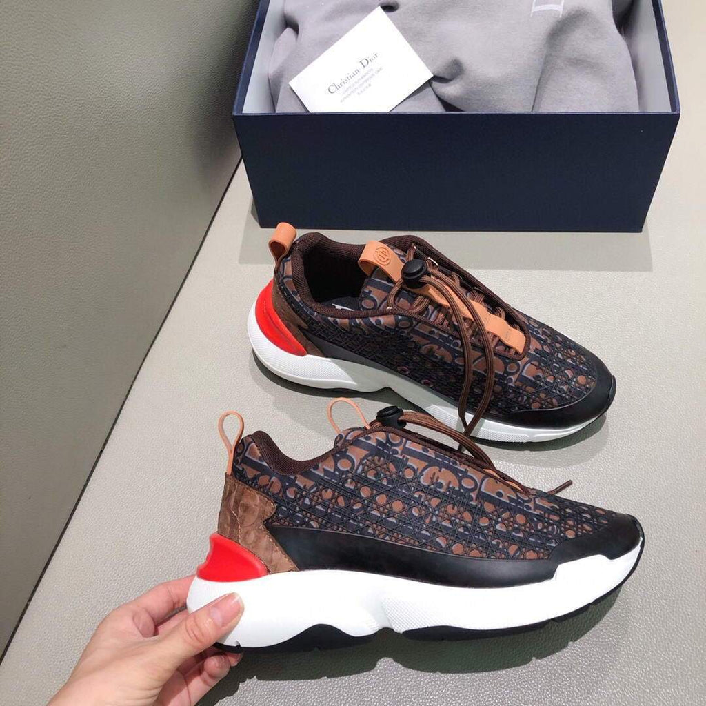 Dior Men's Women¡®s D-CONNECT Sneaker Dior Printed Technical Fabric KCK302 Brown - luxibagsmall