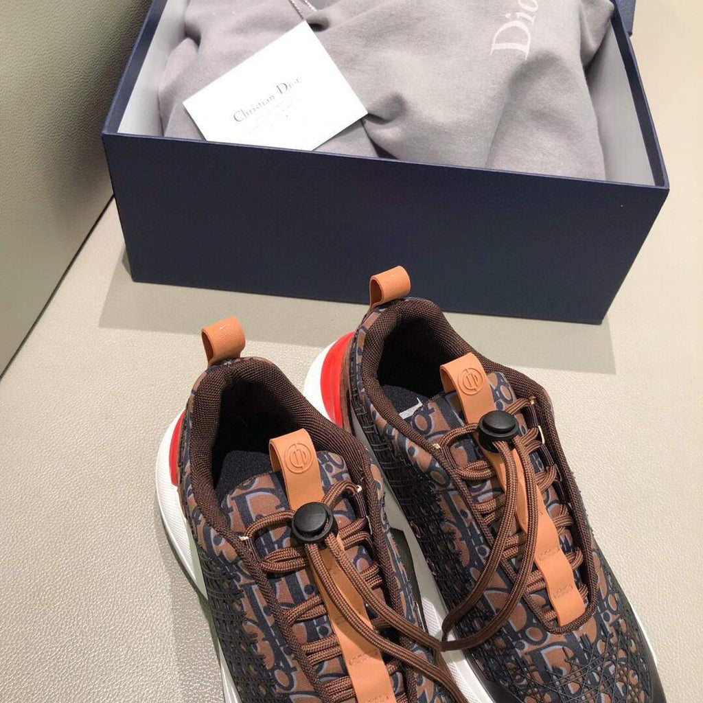 Dior Men's Women¡®s D-CONNECT Sneaker Dior Printed Technical Fabric KCK302 Brown - luxibagsmall