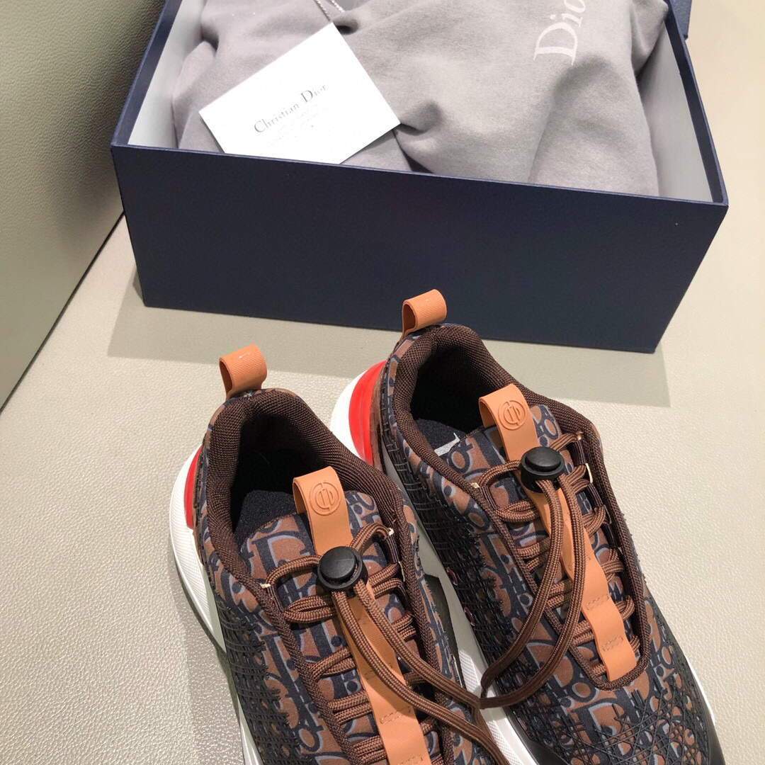 Dior Men's Women¡®s D-CONNECT Sneaker Dior Printed Technical Fabric KCK302 Brown - luxibagsmall