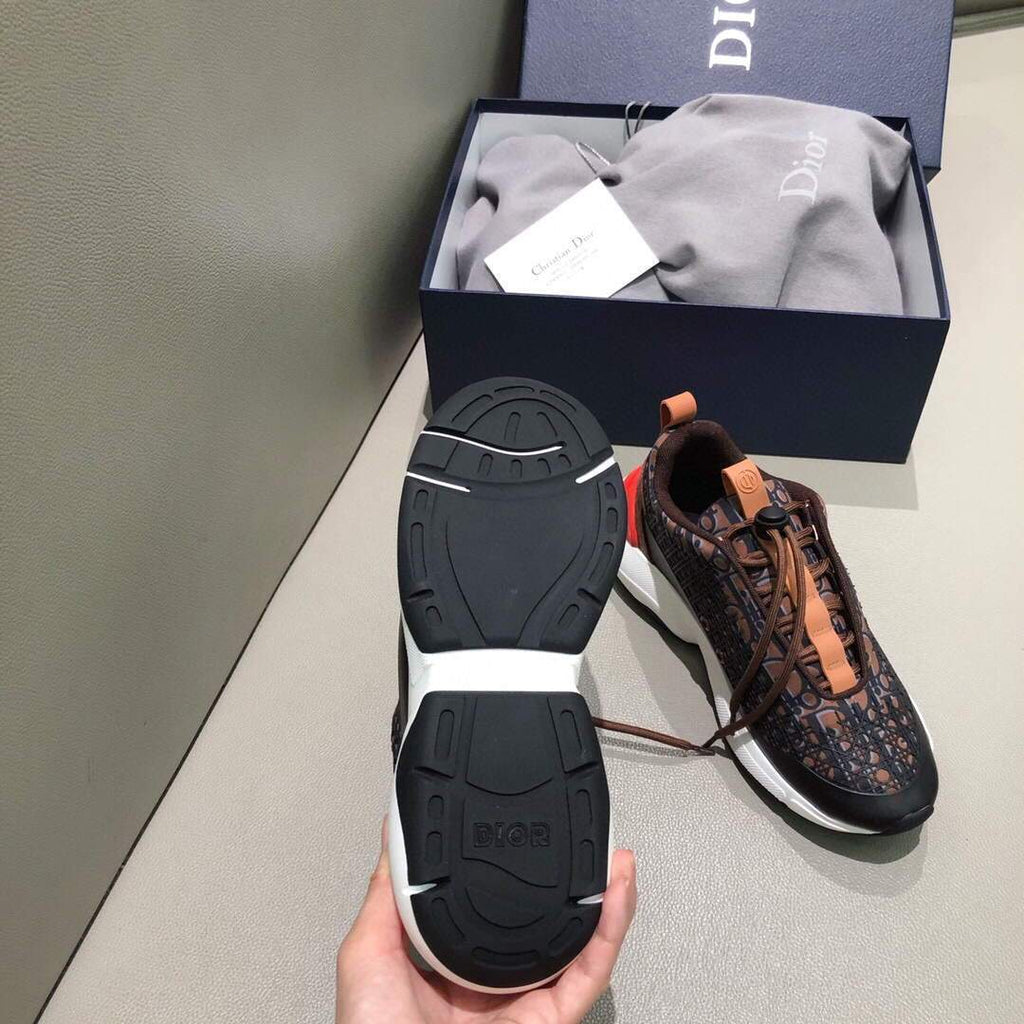 Dior Men's Women¡®s D-CONNECT Sneaker Dior Printed Technical Fabric KCK302 Brown - luxibagsmall