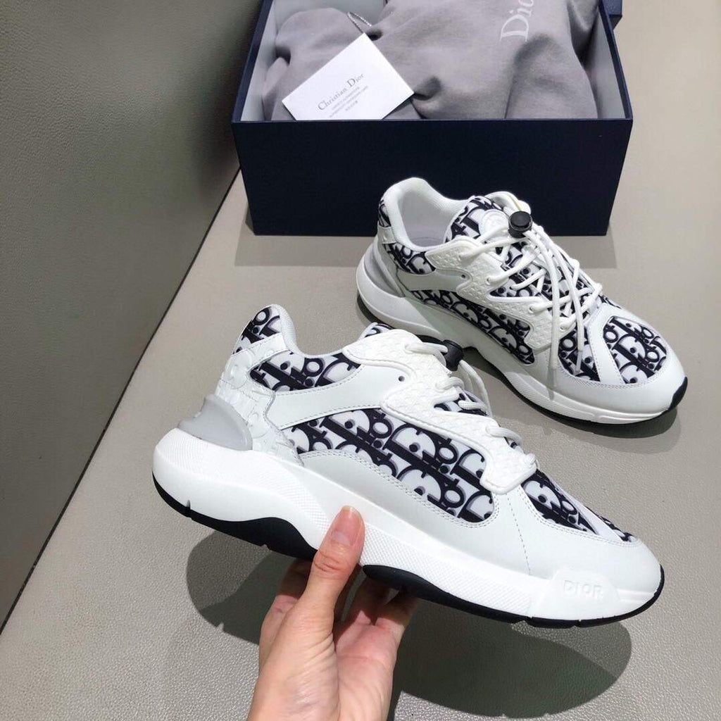 Dior Men's Women¡®s D-CONNECT Sneaker Dior Printed Technical Fabric KCK302 Navy Blue and White - luxibagsmall
