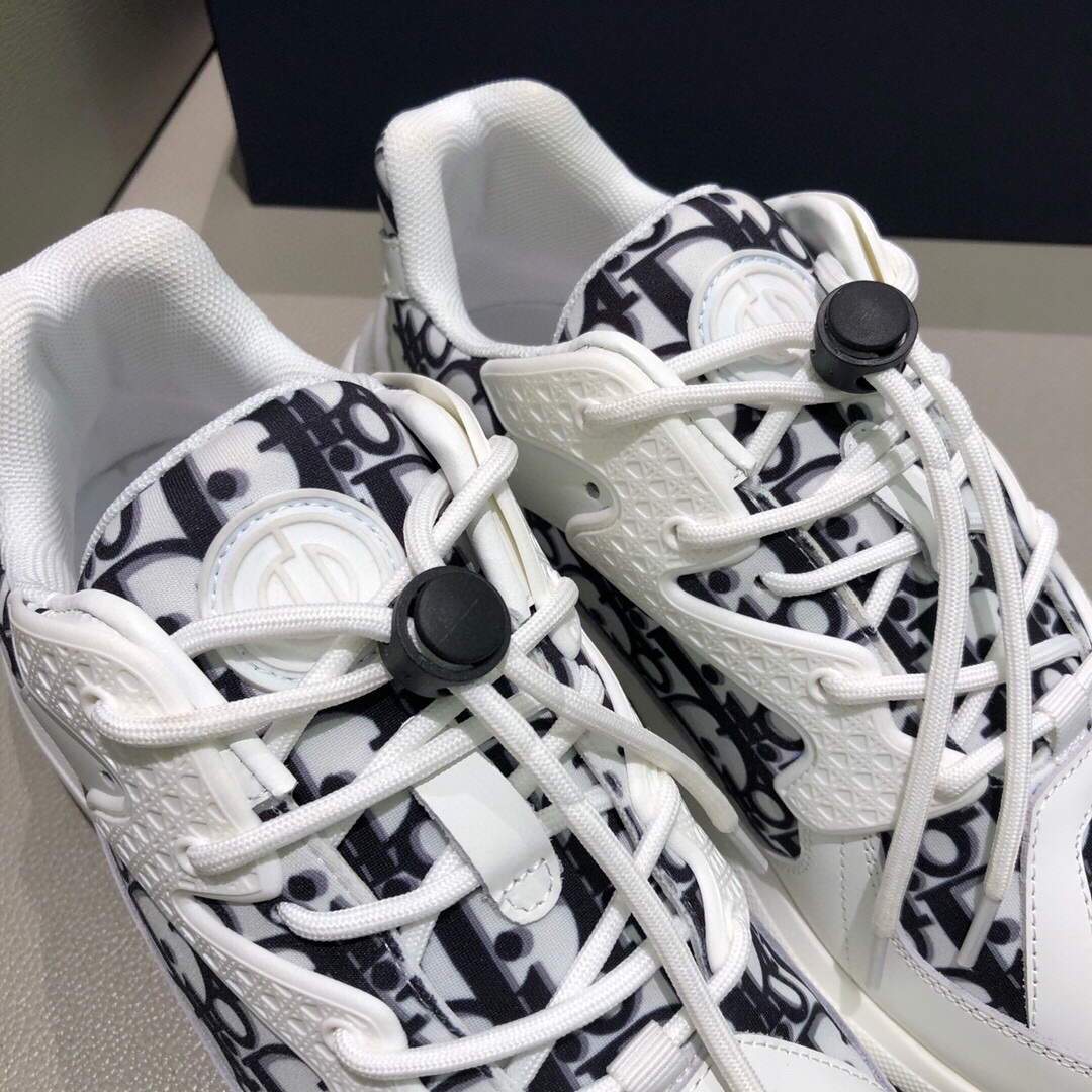 Dior Men's Women¡®s D-CONNECT Sneaker Dior Printed Technical Fabric KCK302 Navy Blue and White - luxibagsmall