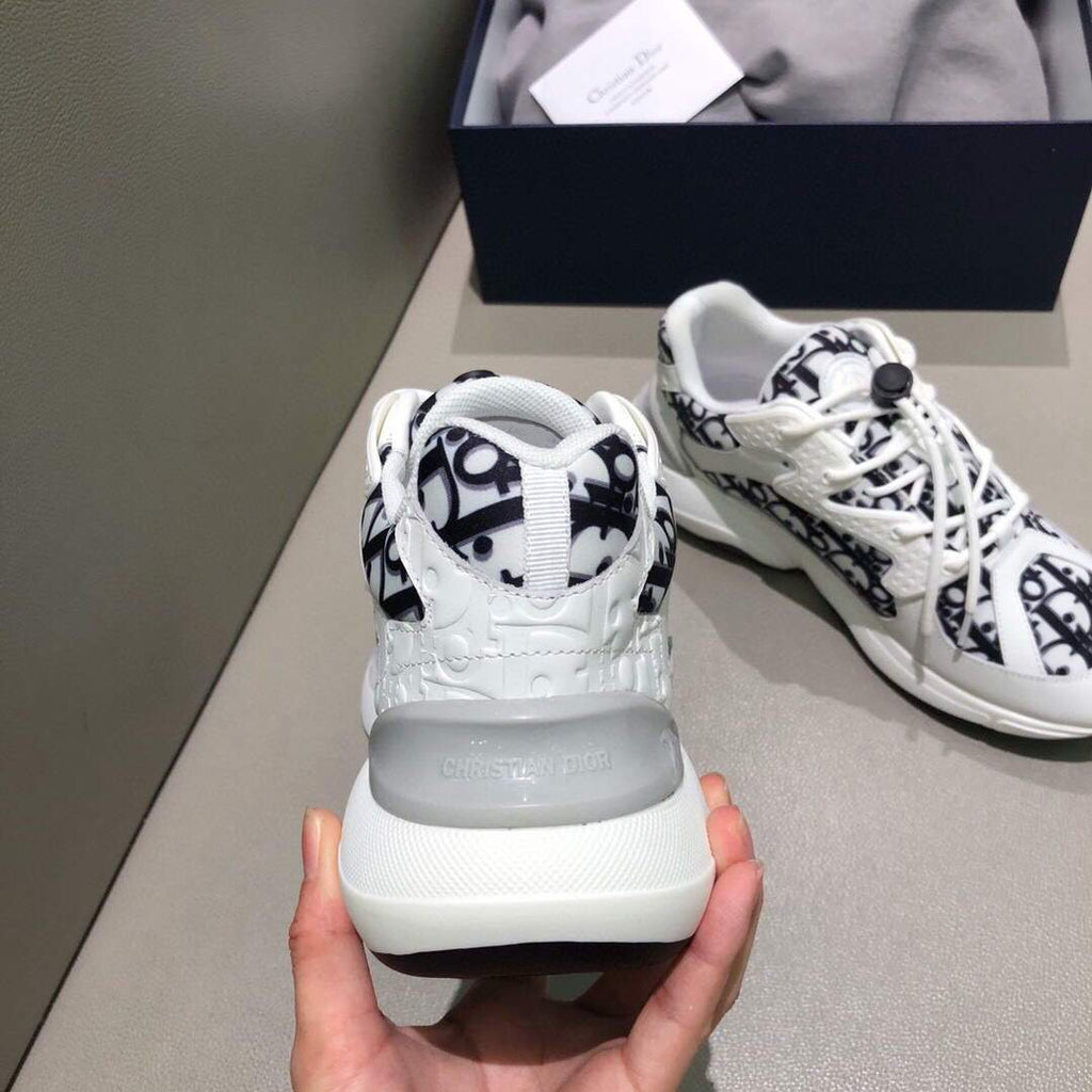 Dior Men's Women¡®s D-CONNECT Sneaker Dior Printed Technical Fabric KCK302 Navy Blue and White - luxibagsmall