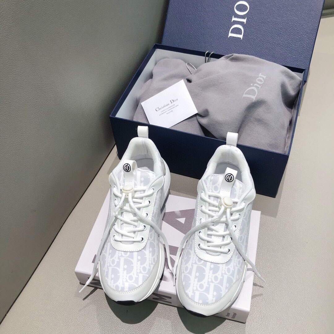 Dior Men's Women¡®s D-CONNECT Sneaker Dior Printed Technical Fabric KCK302 White - luxibagsmall