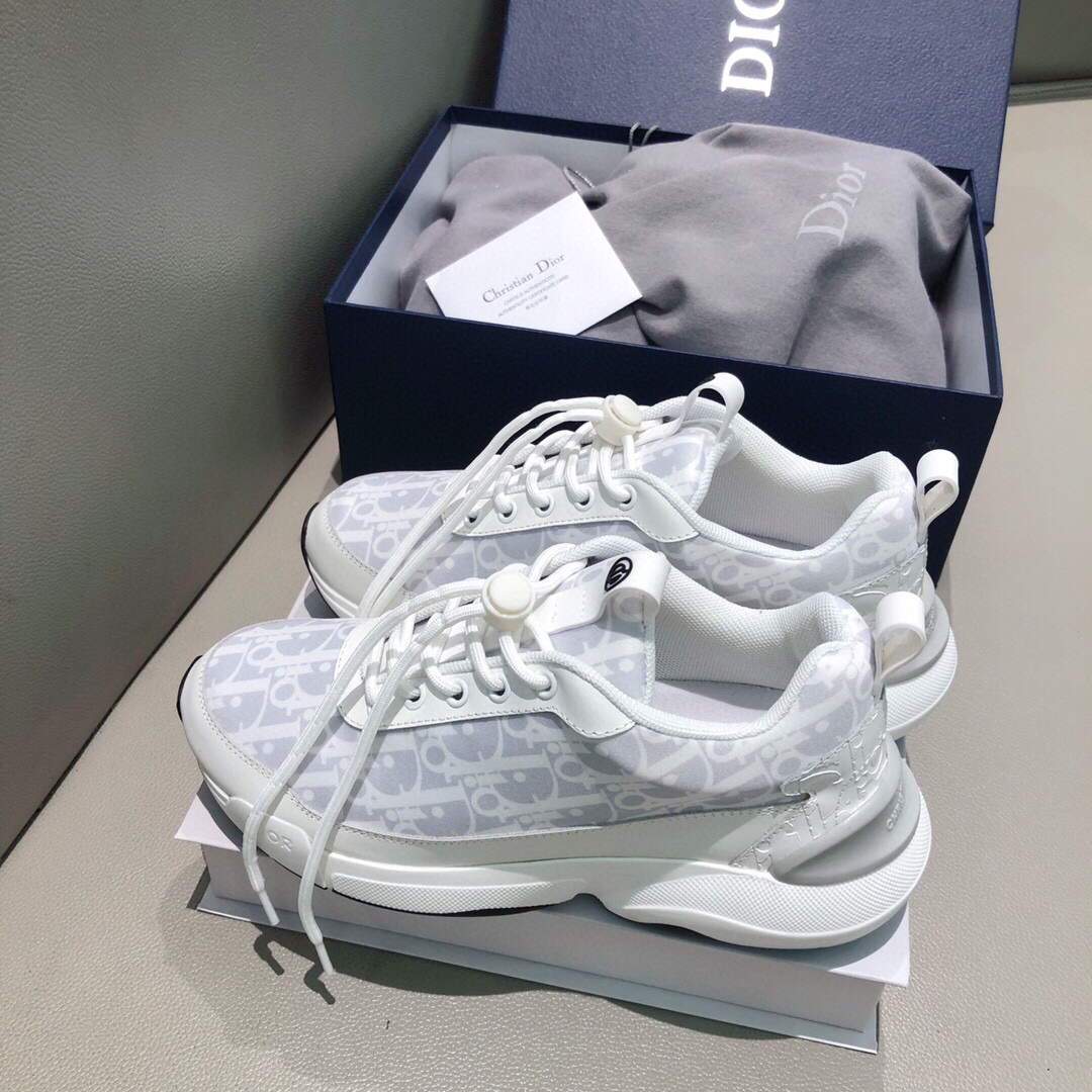 Dior Men's Women¡®s D-CONNECT Sneaker Dior Printed Technical Fabric KCK302 White - luxibagsmall